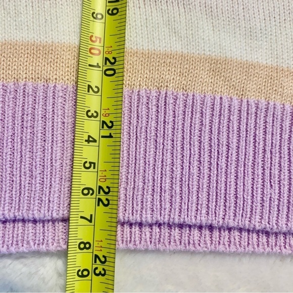 NWT Sweater Vest 2X Abound 100% Cotton Striped Knit Lilac Purple White V-Neck - Picture 13 of 13